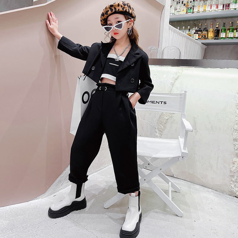Ensemble enfant 2 pièces tendance coton 90% – noir ou abricot