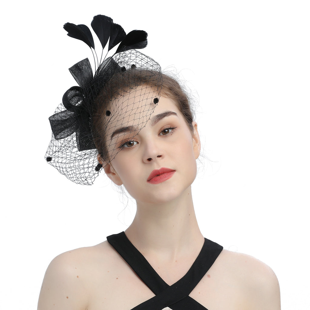 VOILE MARIÉE NOEUDS CHEVEUX CHAPEAU FASCINATEUR FLEURS FILET PAPILLONS