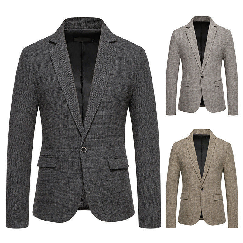 Veste de costume homme en tweed kaki – coupe ample, style casual chic
