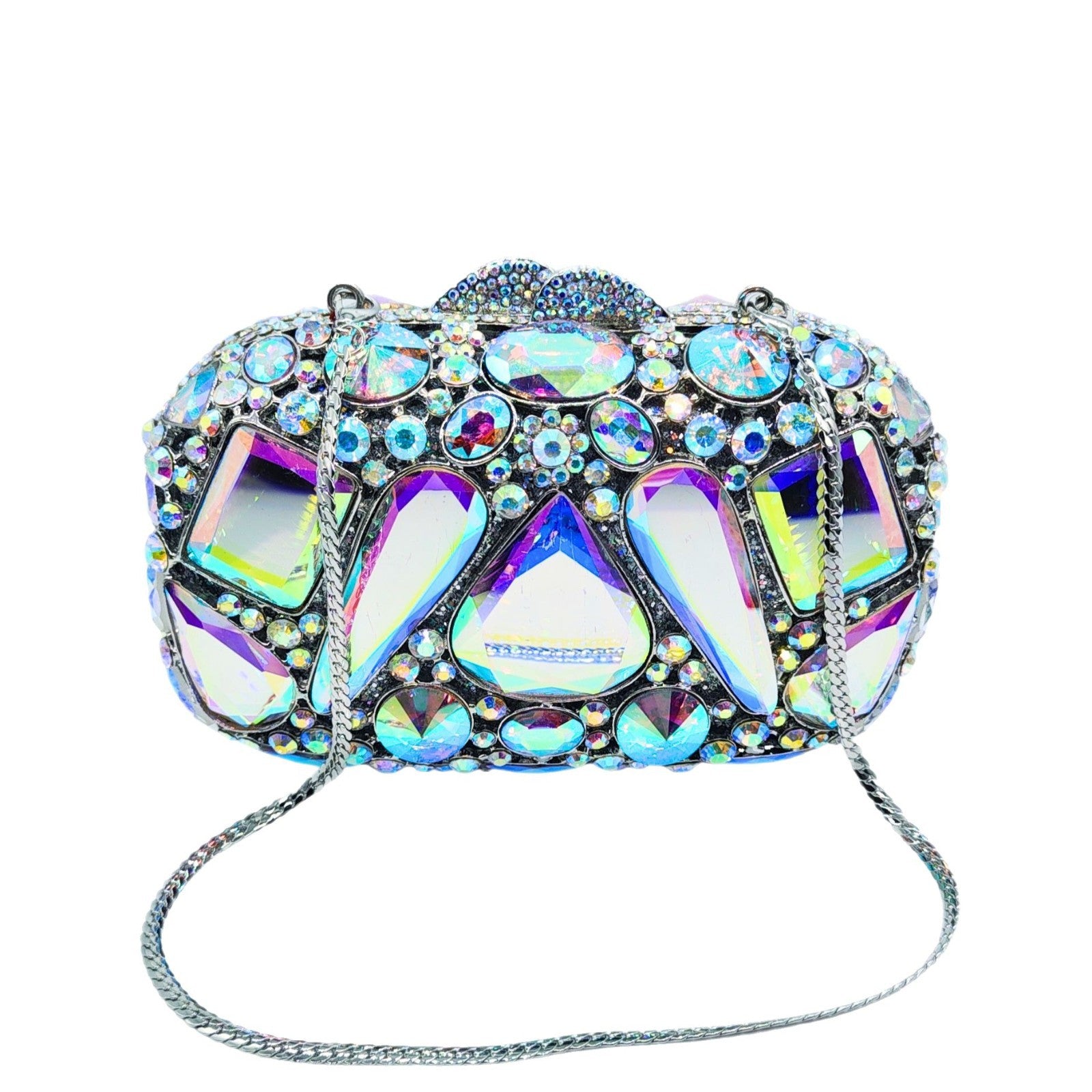 Pochette cristal diamant incrusté, chic pour femmes.