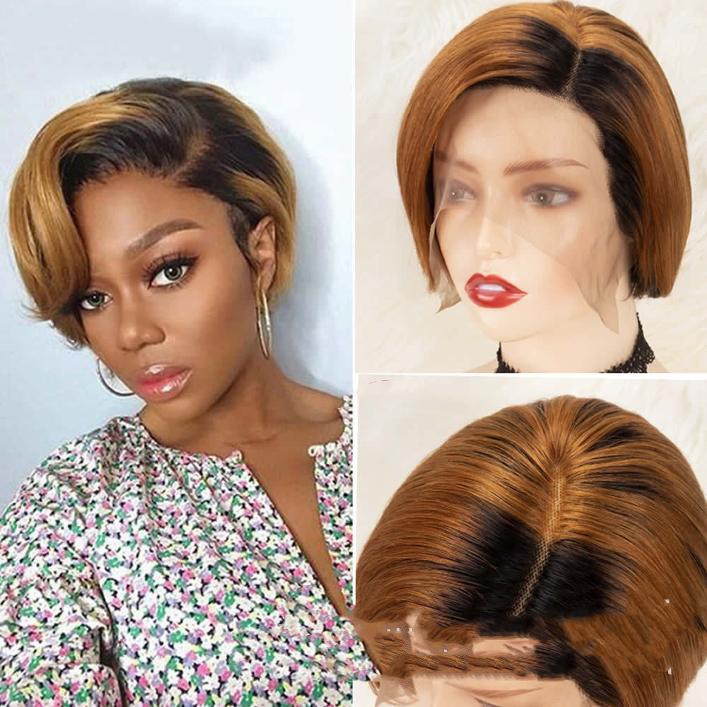 Perruque courte pixie real hair lace front effet indétectable
