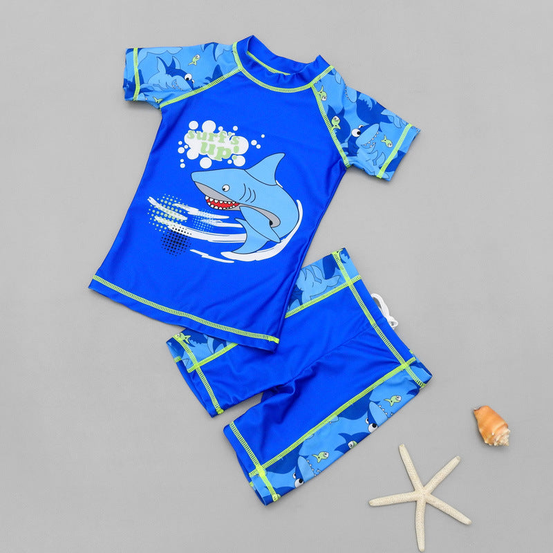 Maillot de bain anti-UV garçon requin bicolore polyester