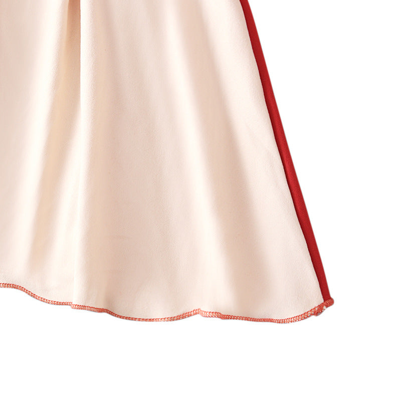 Robe abaya fille manches longues avec bandeau – coton uni vert ou rouge