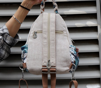 Sac cabas chat 3D parent-enfant toile – style chinois artistique écru