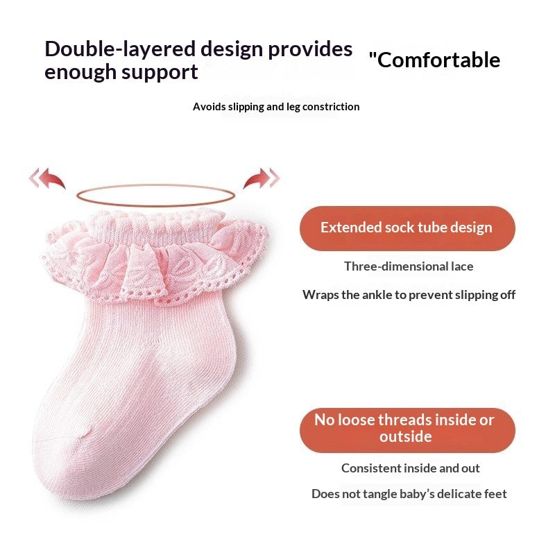 Breathable lace socks floral for little girls – summer princess