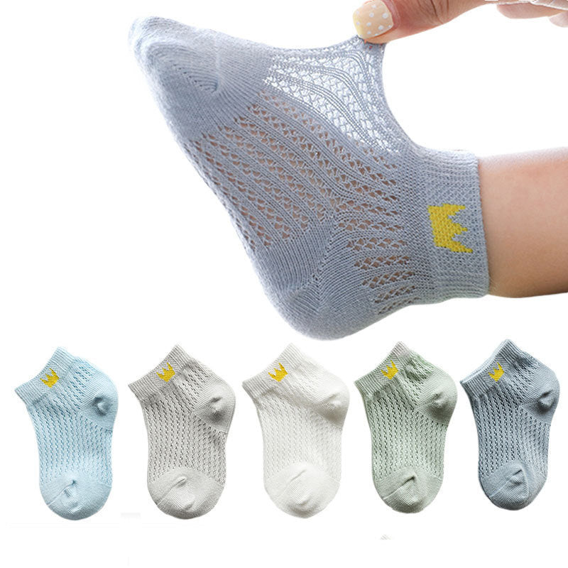 Chaussettes coton respirantes enfants dessin animé – printemps automne 5 paires