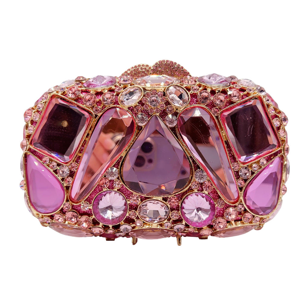 Pochette cristal diamant incrusté, chic pour femmes.