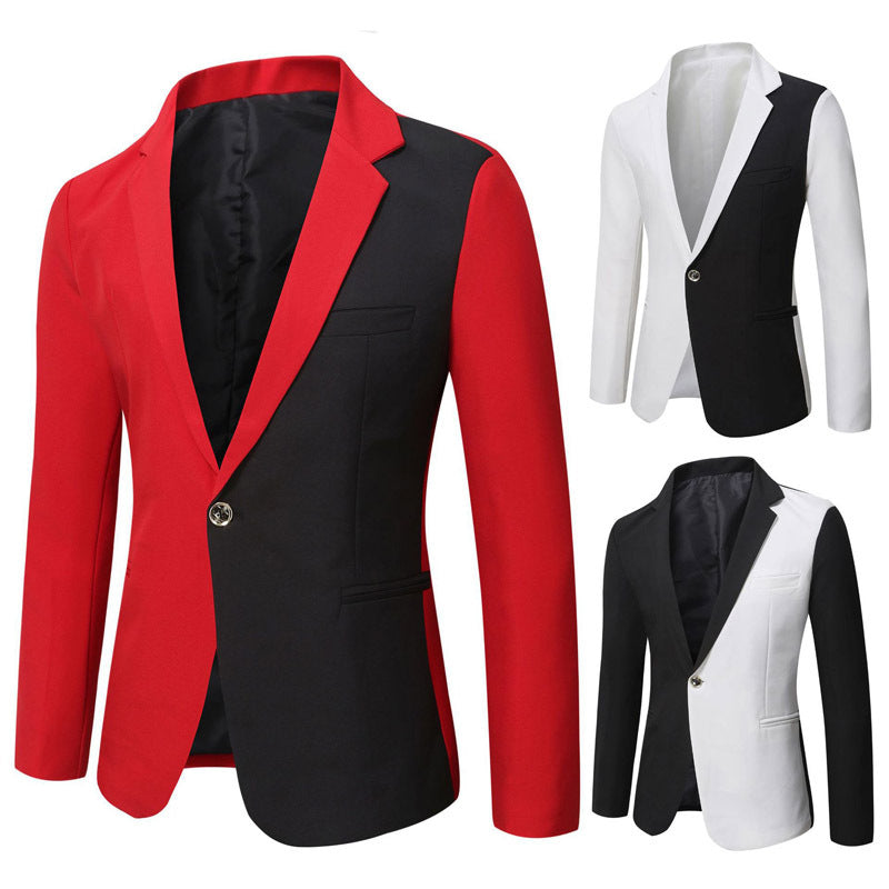 Veste costume slim fit multicolore homme – streetwear blanc/rouge/noir
