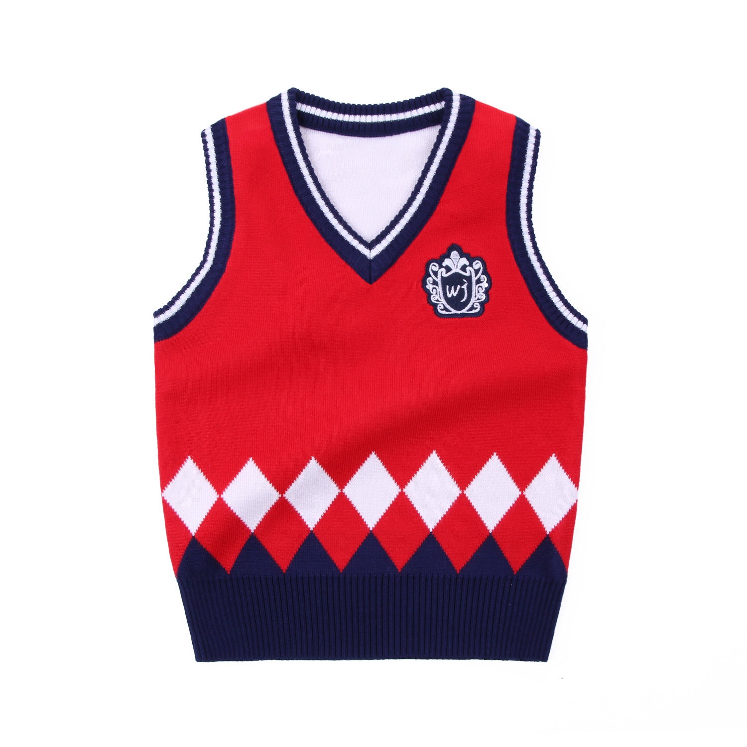 Gilet uniforme scolaire coton 100% losanges carreaux