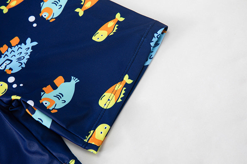 Maillot de bain enfant cartoon hot spring poisson-globe – avec short et chapeau