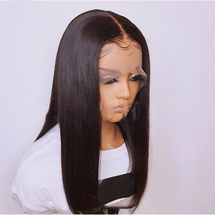 Perruque lace front straight medium long cheveux naturels