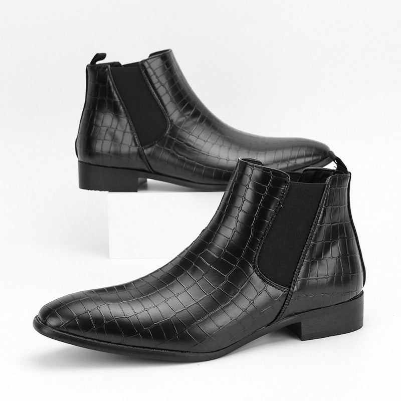 Bottes cheville homme style britannique décontracté – slip-on noir/marron/bordeaux