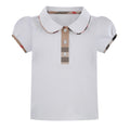 Chemise manches courtes col contrasté vichy blanc enfant