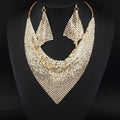 Écharpe soie sequins Oumei Liang – collier pendentif, boucles d’oreilles set festif