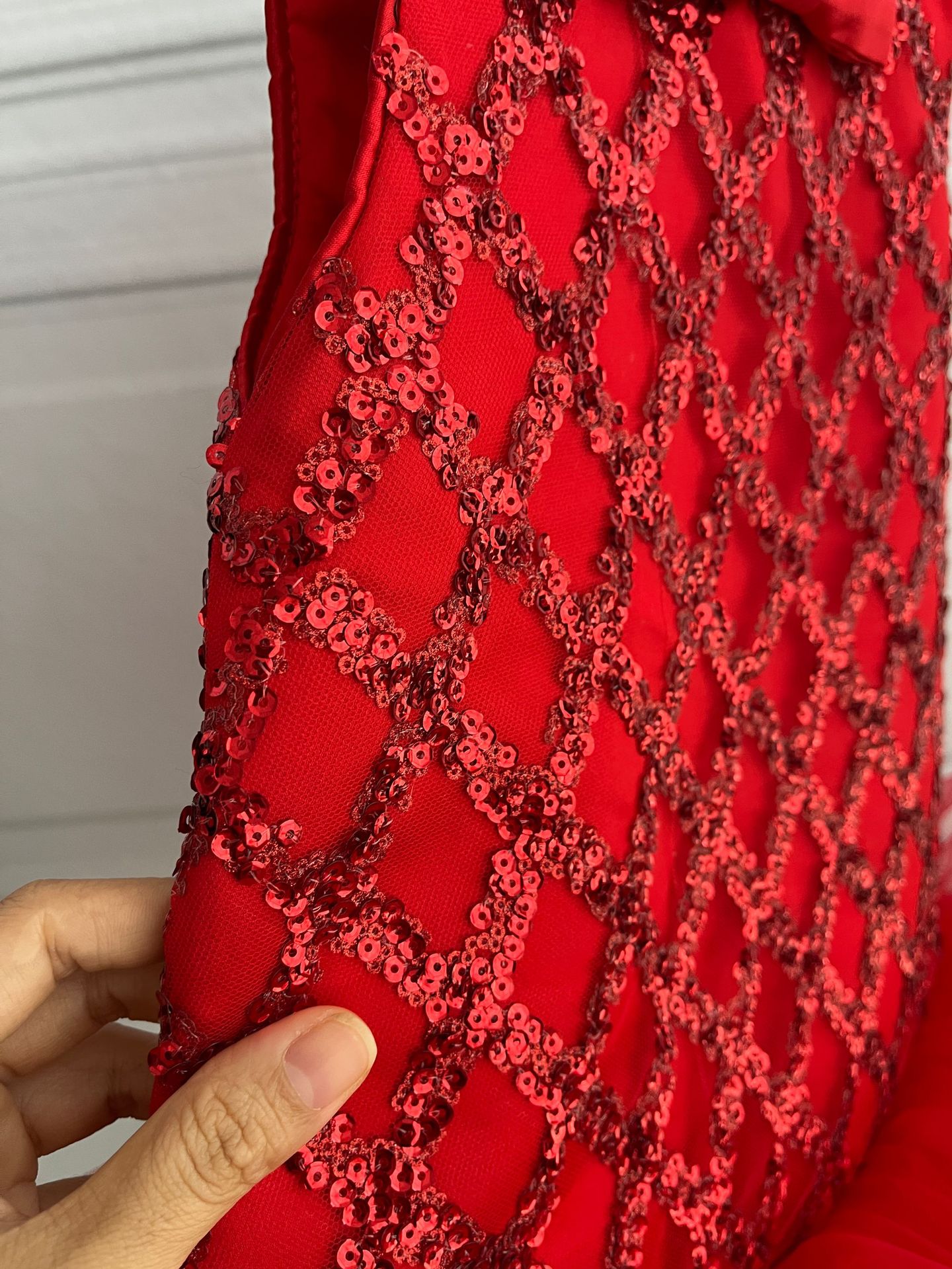 Robe de Princesse sans manches fille + sweater – rouge chinois/thé au lait