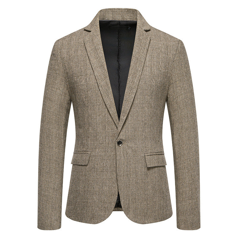 Veste de costume homme en tweed kaki – coupe ample, style casual chic