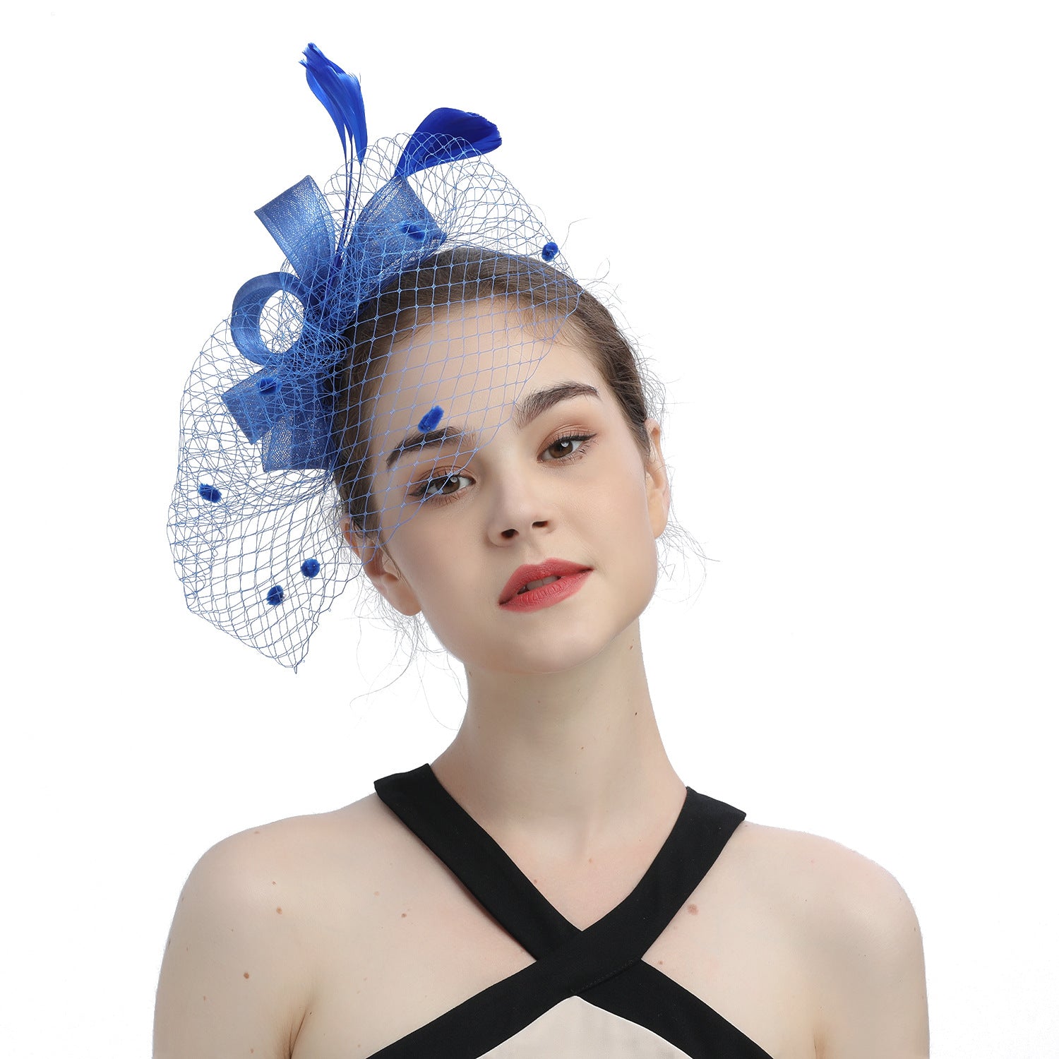 VOILE MARIÉE NOEUDS CHEVEUX CHAPEAU FASCINATEUR FLEURS FILET PAPILLONS