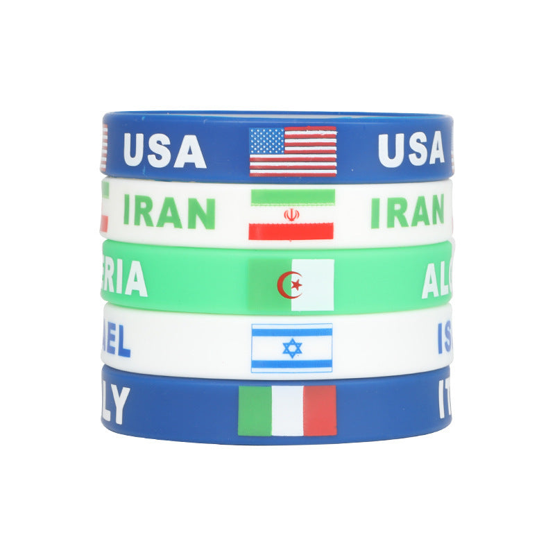 Bracelet drapeau silicone unisexe – accessoire sport 20 cm, style FIFA