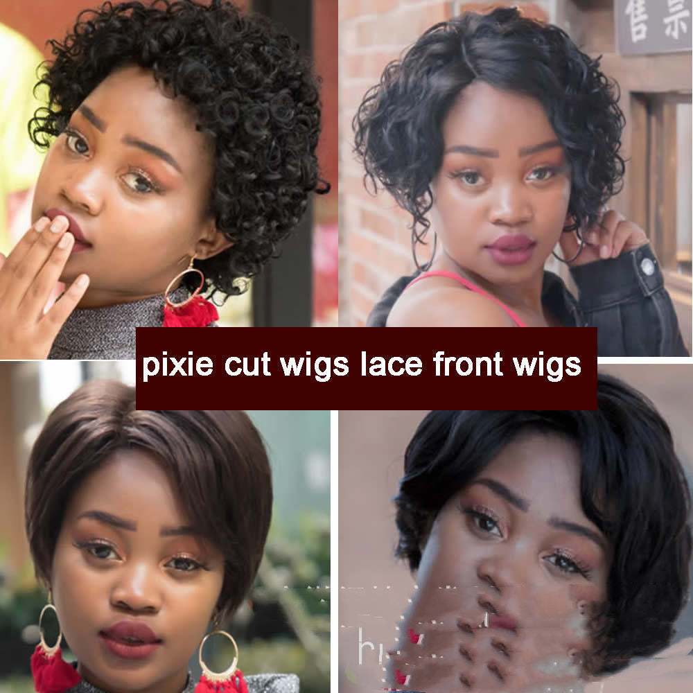 Perruque courte pixie real hair lace front effet indétectable