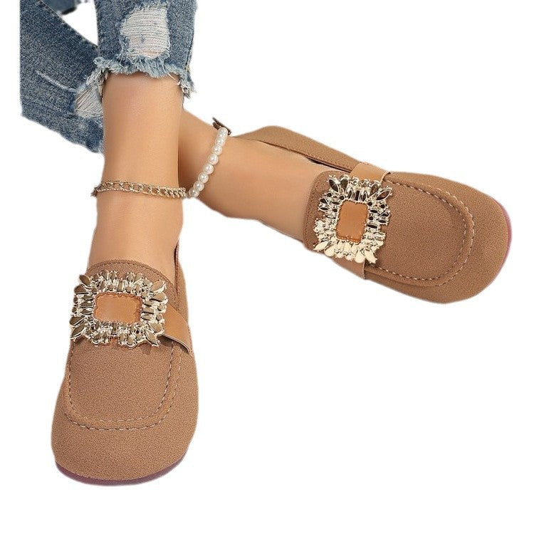 Mocassins square toe unisexe cuir synthétique – noir/marron