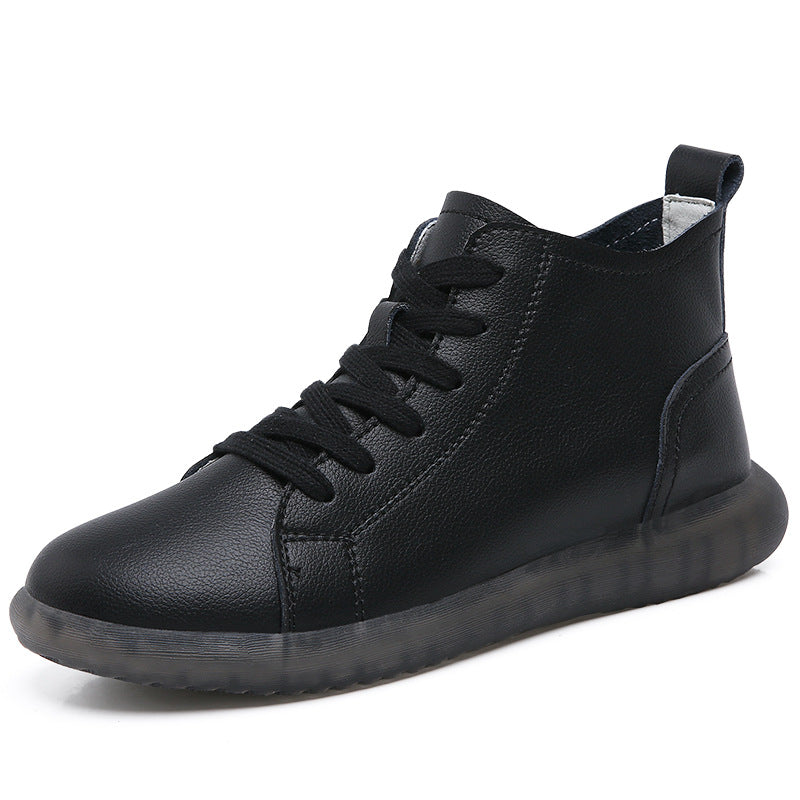 Chaussures plates bottines cuir – Derby ankle boots femme
