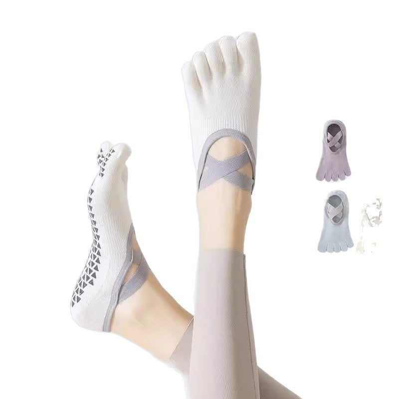 Chaussettes 5 orteils yoga femmes coton anti-glisse – cheville toutes saisons