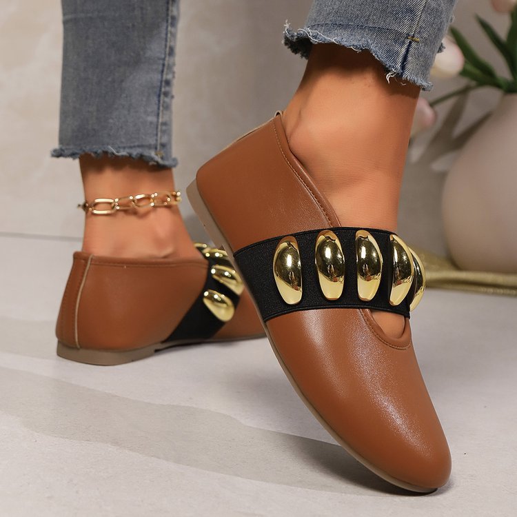 Mocassins femme personnalisés – Boucle métallique bout rond chic