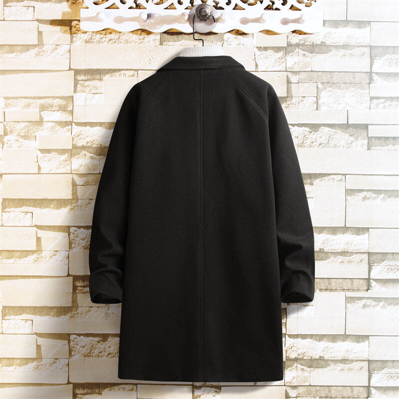 Manteau mi-long homme en laine croisée – coupe loose, élégant et polyvalent