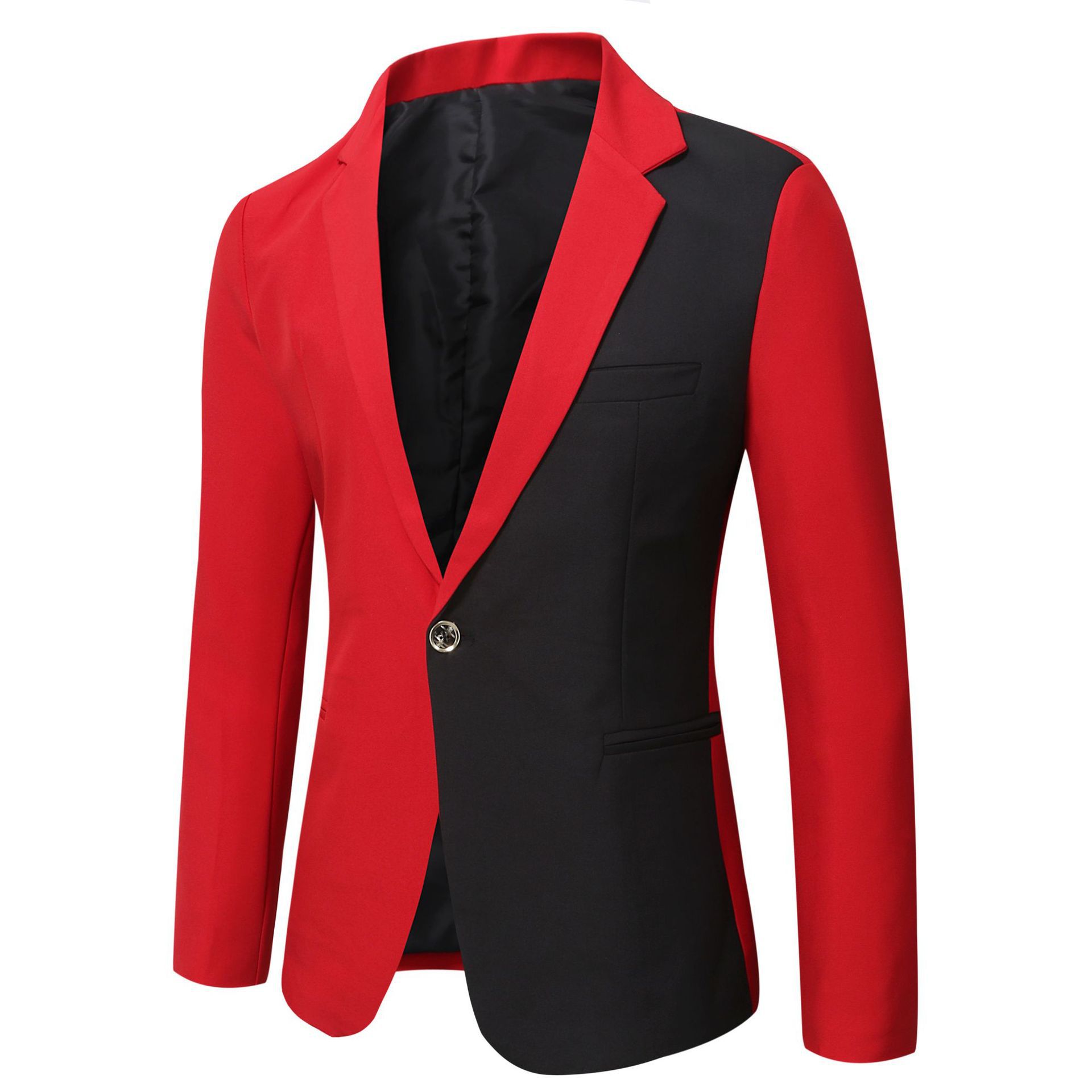 Veste costume slim fit multicolore homme – streetwear blanc/rouge/noir