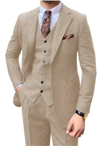 Costume slim herringbone décontracté chic homme