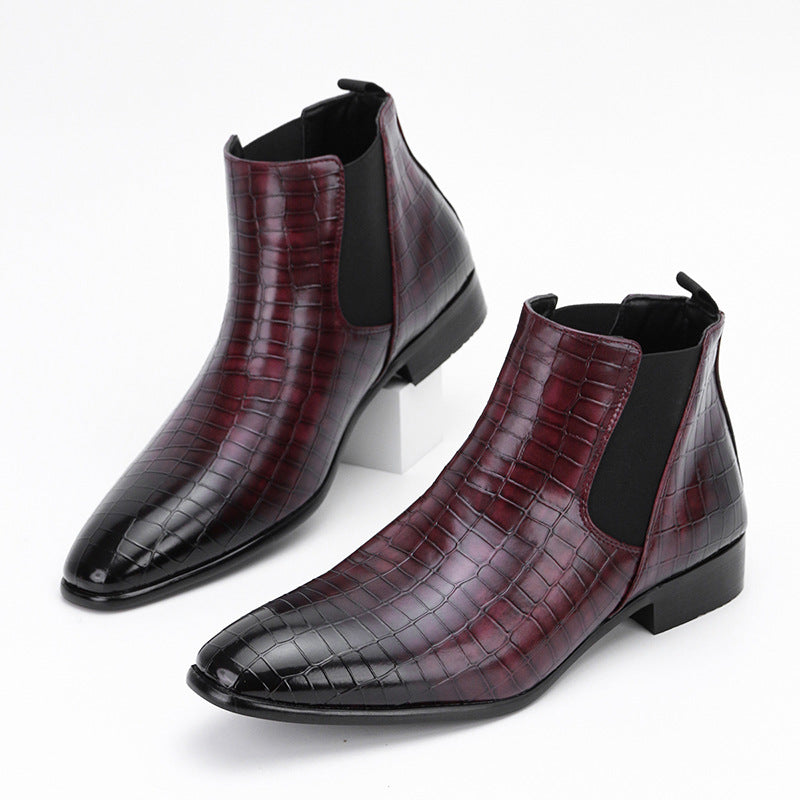 Bottes cheville homme style britannique décontracté – slip-on noir/marron/bordeaux