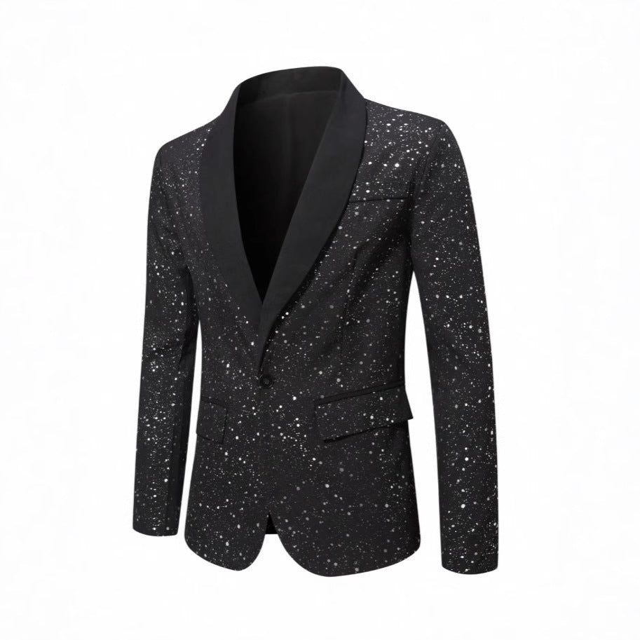 Blazer brillant mariage banquet homme noir – tenue soirée formelle