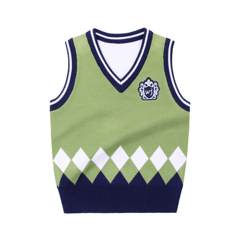 Gilet uniforme scolaire coton 100% losanges carreaux