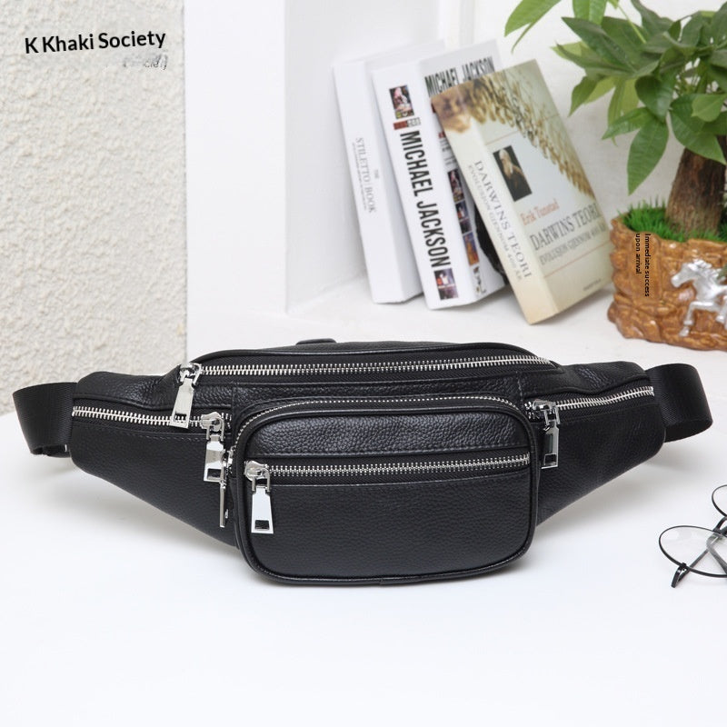 Sac bandoulière homme cuir pleine fleur noir – grande capacité mode urbaine