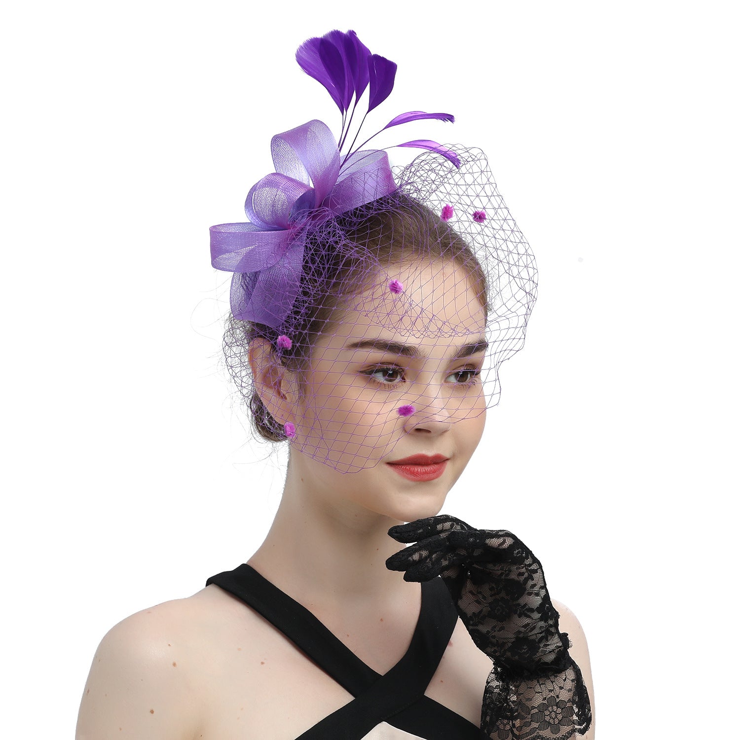 VOILE MARIÉE NOEUDS CHEVEUX CHAPEAU FASCINATEUR FLEURS FILET PAPILLONS