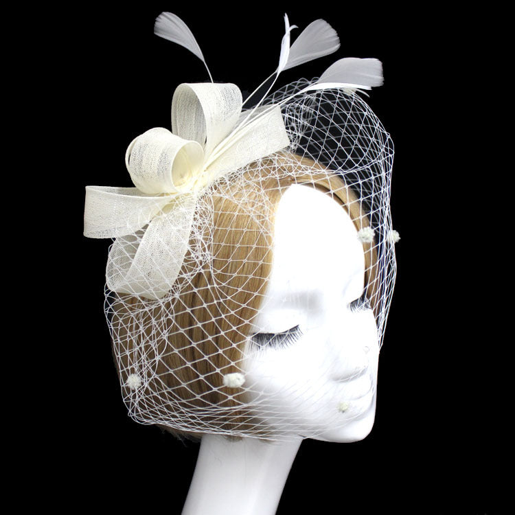 VOILE MARIÉE NOEUDS CHEVEUX CHAPEAU FASCINATEUR FLEURS FILET PAPILLONS