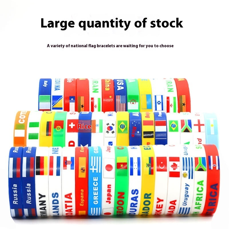 Bracelet drapeau silicone unisexe – accessoire sport 20 cm, style FIFA