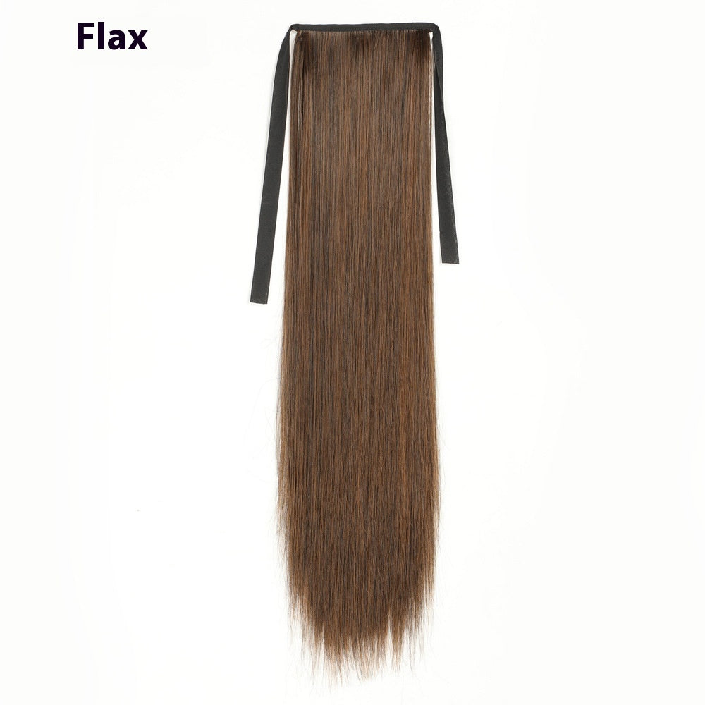 Queue de cheval longue lisse effet soie – perruque lace-up naturelle