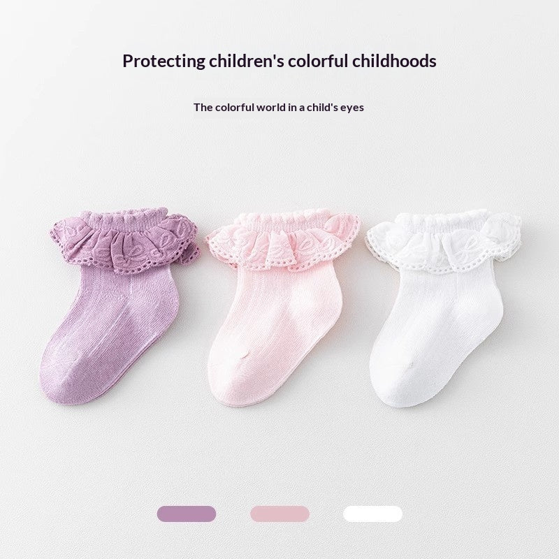 Breathable lace socks floral for little girls – summer princess