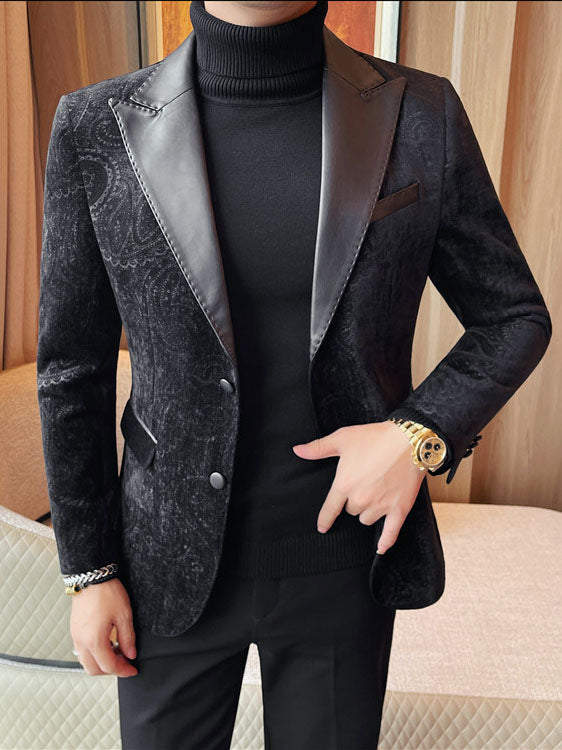 Blazer jacquard velours col revers homme mariage – élégant slim fit