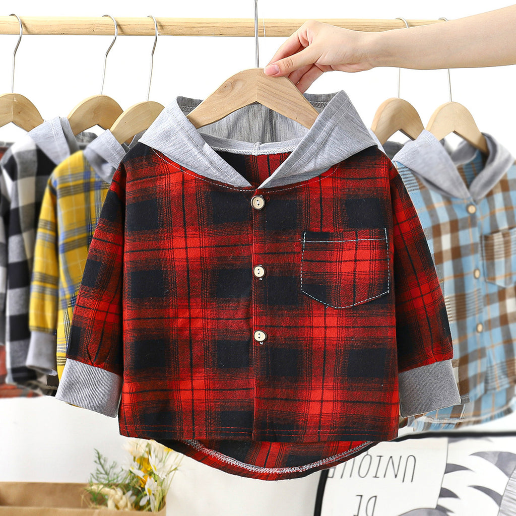 Chemise à carreaux capuche unisexe enfant/adolescent