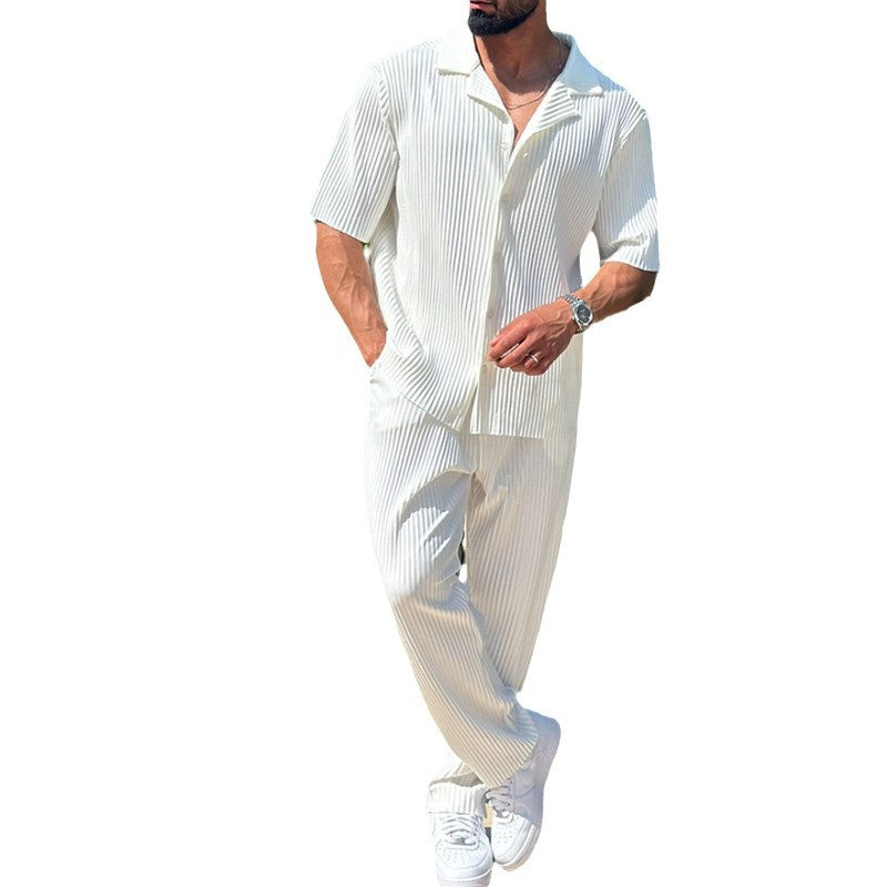 Ensemble sport casual homme manches courtes – abricot/blanc/bleu/noir
