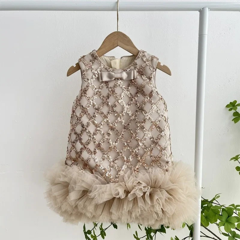Robe de Princesse sans manches fille + sweater – rouge chinois/thé au lait