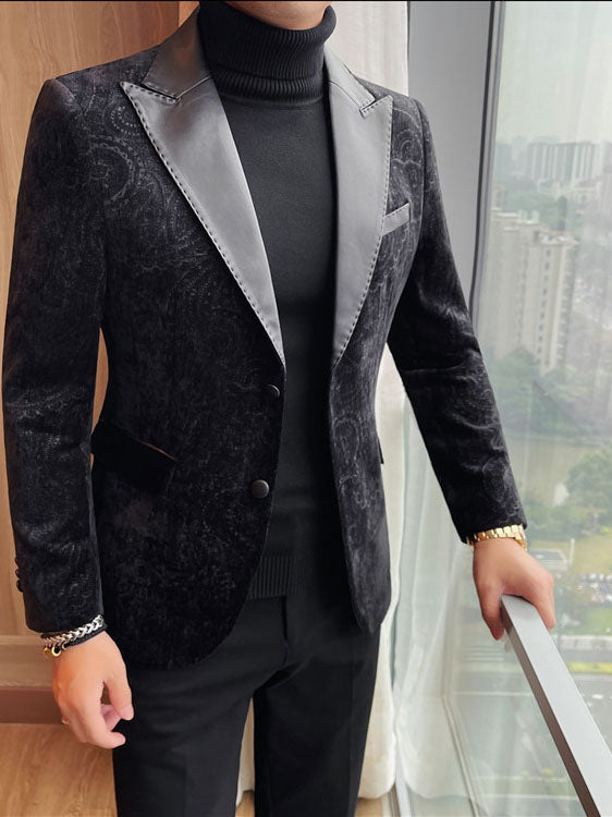 Blazer jacquard velours col revers homme mariage – élégant slim fit