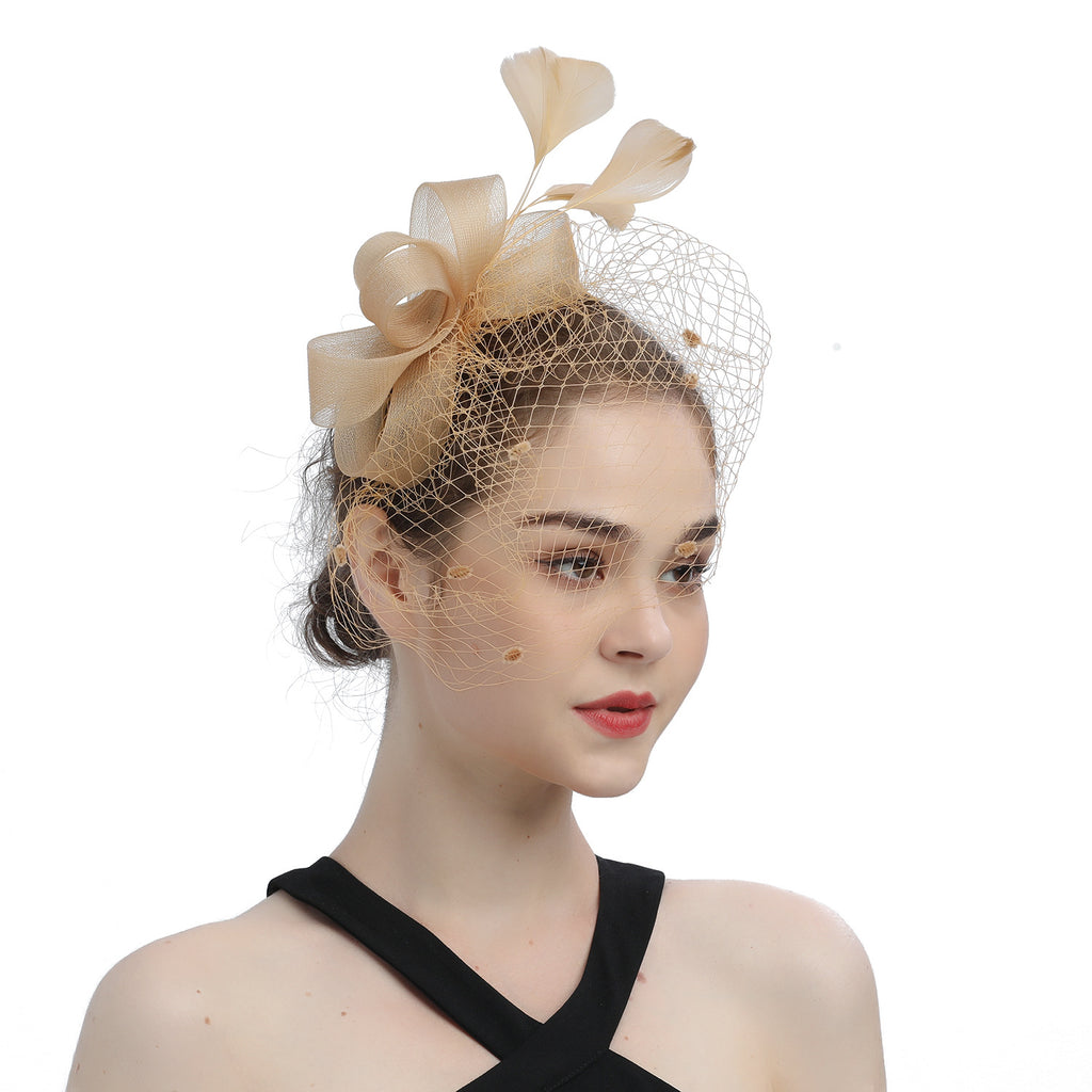VOILE MARIÉE NOEUDS CHEVEUX CHAPEAU FASCINATEUR FLEURS FILET PAPILLONS