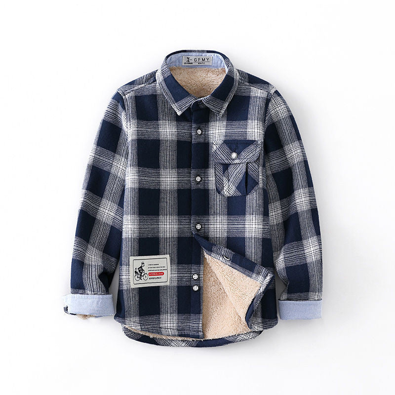 Chemise garçon à carreaux manches longues slim