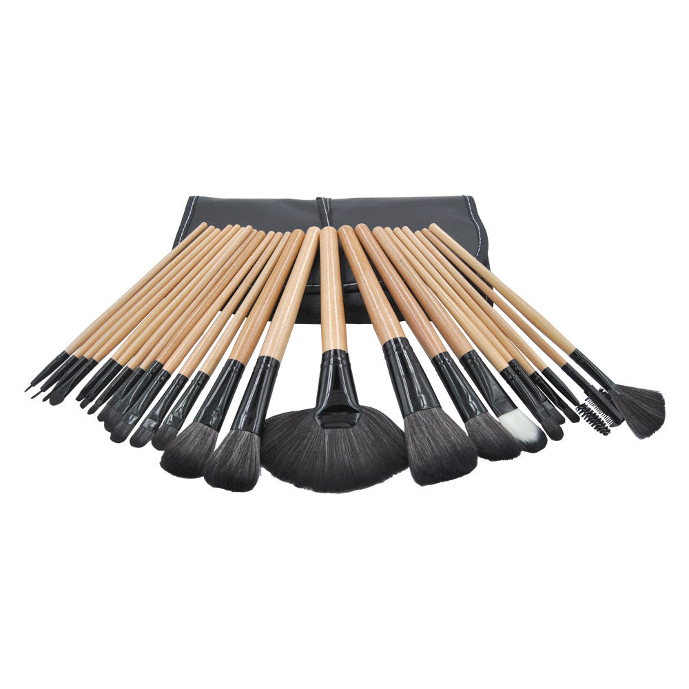 Kit 24 pinceaux maquillage pro cover – fibre synthétique bois sac PU