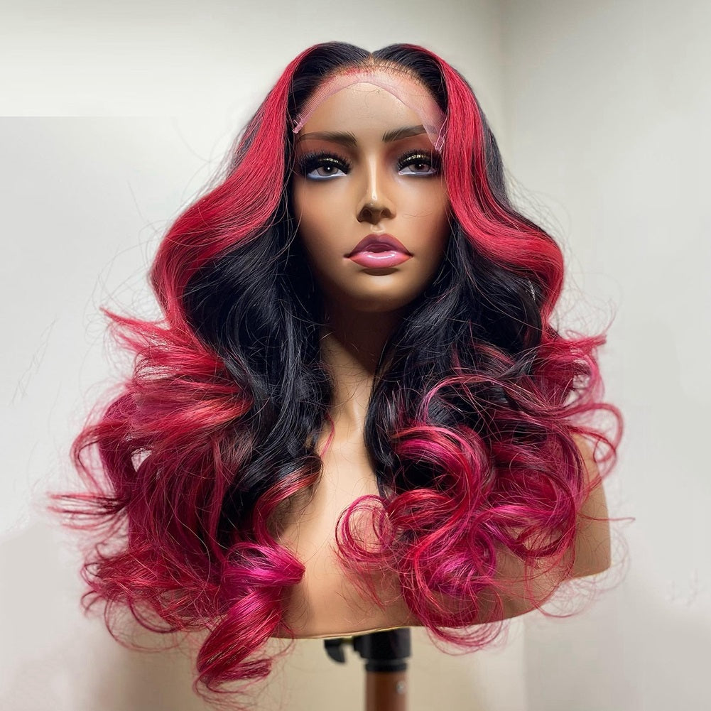 Perruque multicolore en cheveux naturels à effet dégradé
