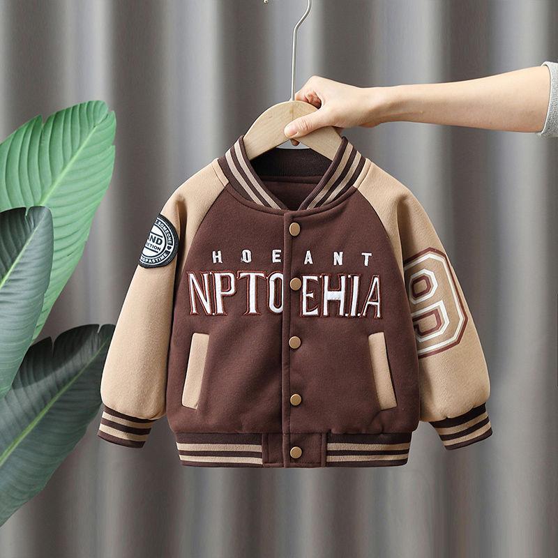 Veste tendance lettres coton garçon – brun/bleu marine Carvose Chic