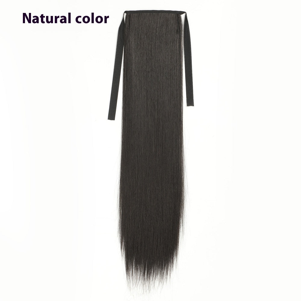 Queue de cheval longue lisse effet soie – perruque lace-up naturelle